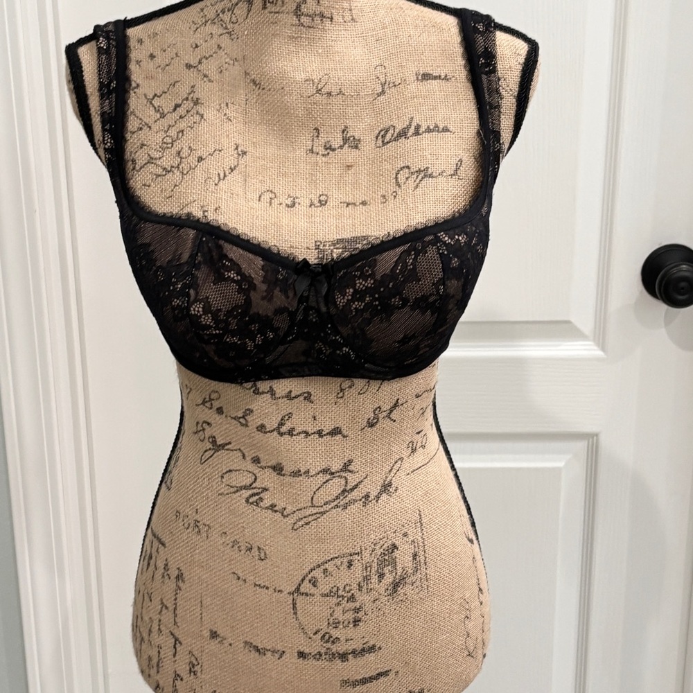 Black Lace Balconette Bra